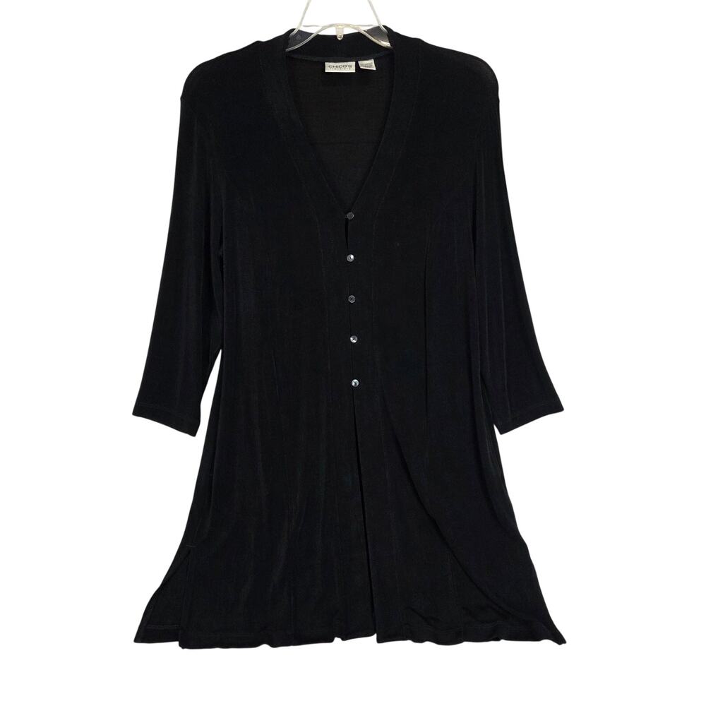 Chico's Travelers Black Stretch Tunic Dress Lg Wrinkle Resistant Layering Piece